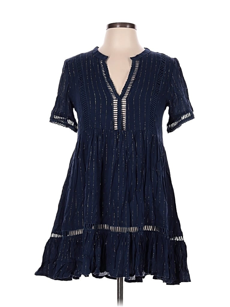 Pre-owned Showpo Short Sleeve Top Blue Plunge Neckline Tops
