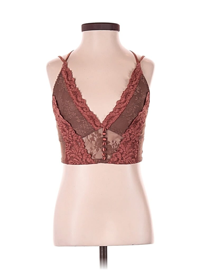 Pre-owned Mia Joy Tank Top Burgundy Halter Neckline Tops