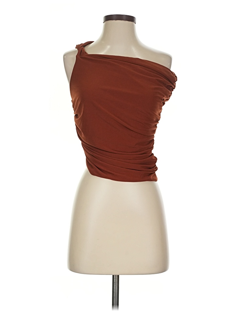 Pre-owned Zara Sleeveless Blouse In Brown