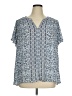 Rose + Olive 100% Polyester Blue Short Sleeve Blouse Size 1X - photo 1