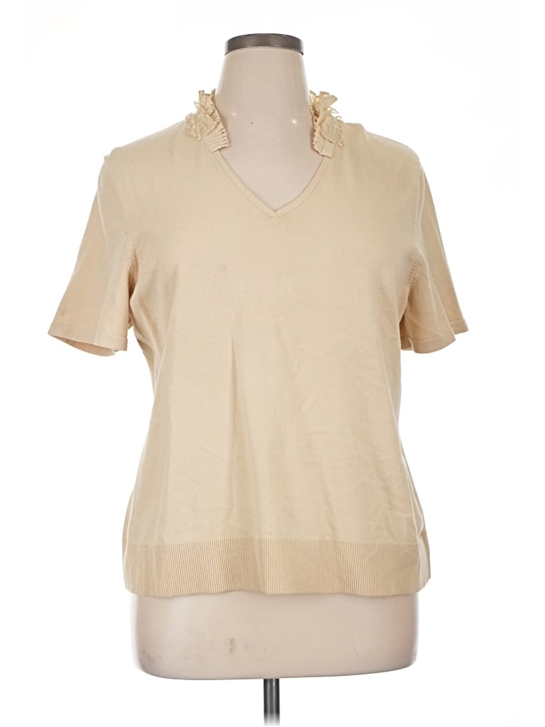 Pre-owned Nygard Short Sleeve Top Tan V-neck Tops