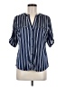 Always Indigo Stripes Blue Short Sleeve Blouse Size M - photo 1