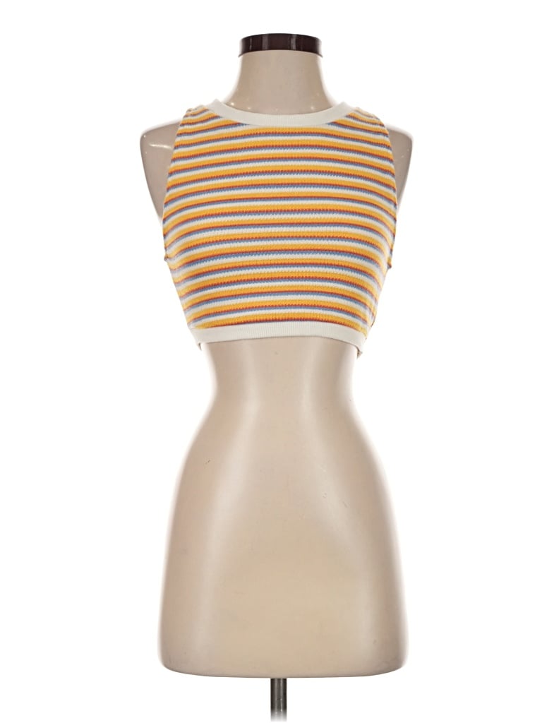 Pre-owned Zara Tank Top Yellow Strapless Neckline Tops