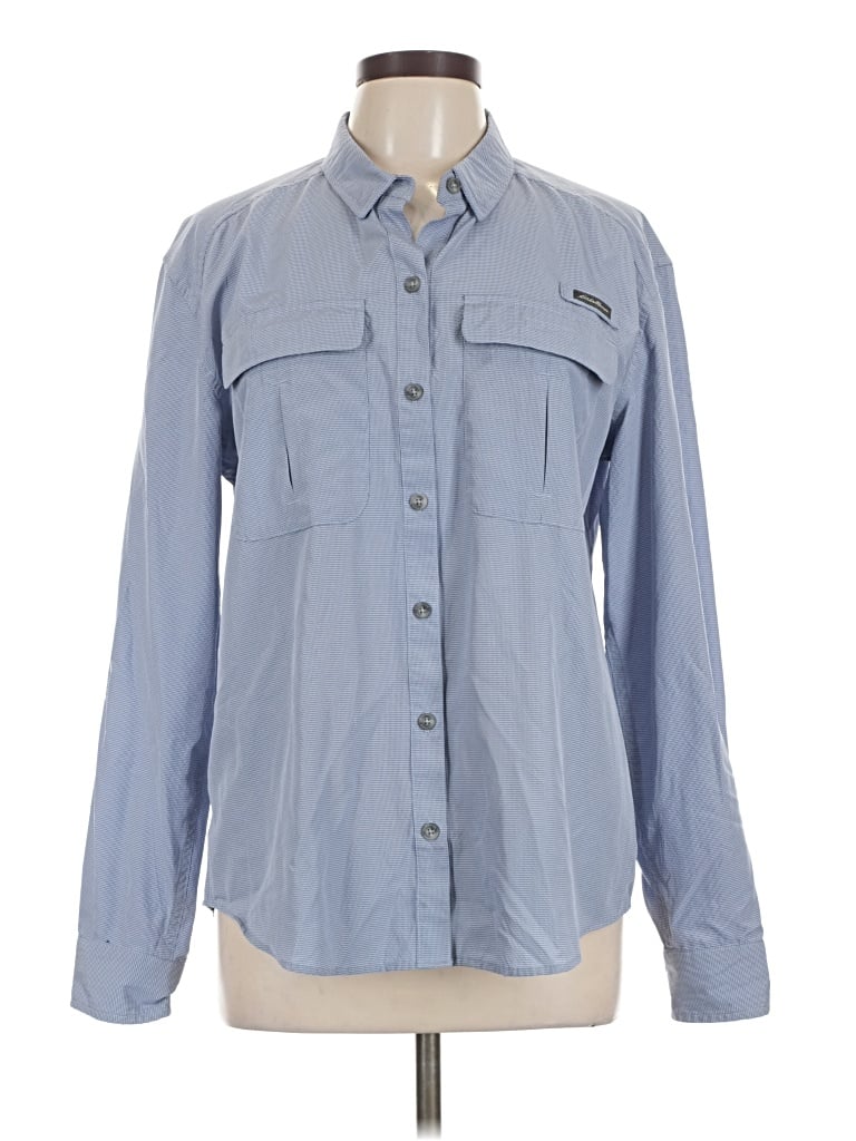 Pre-owned Eddie Bauer Long Sleeve Blouse In Blue