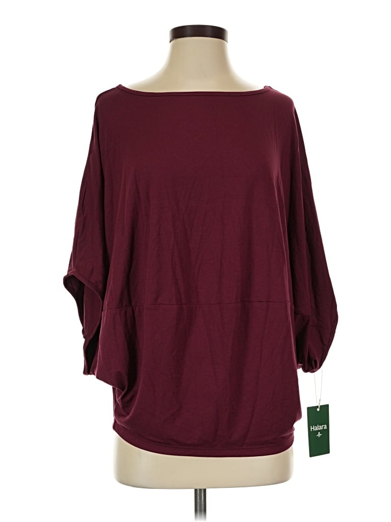 Pre-owned Halara 3/4 Sleeve Top Burgundy Boatneck Tops