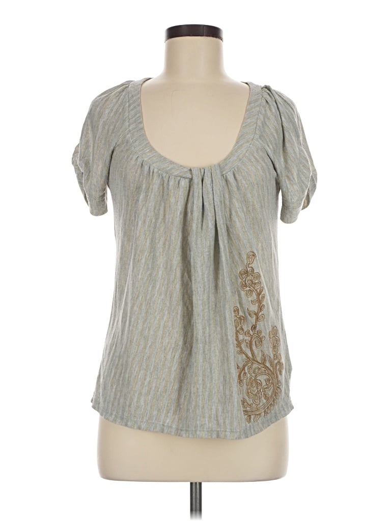 Pre-owned Deletta Short Sleeve Blouse In Gold
