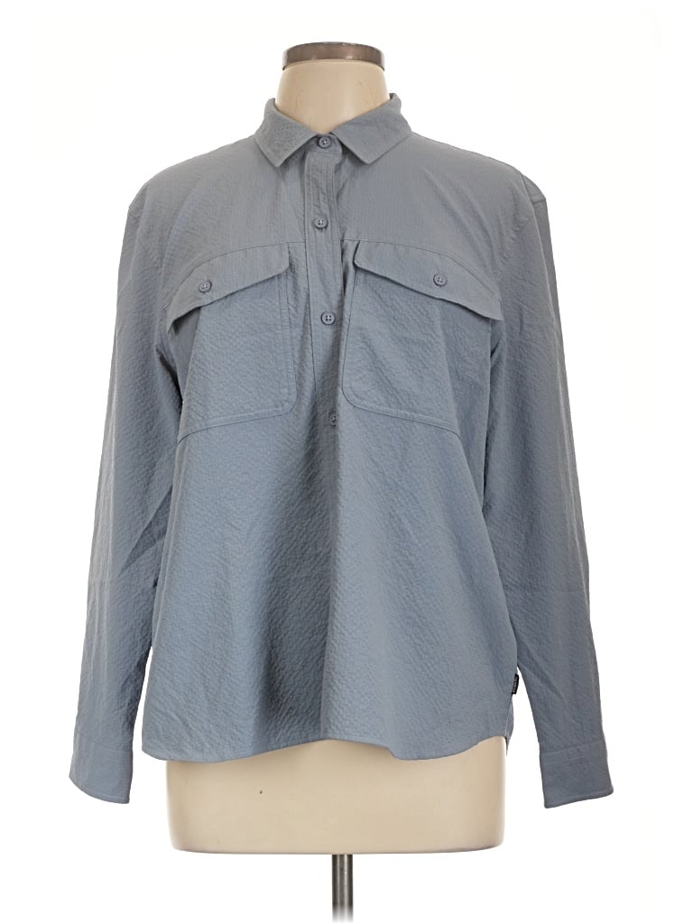 Pre-owned Eddie Bauer Long Sleeve Blouse In Gray