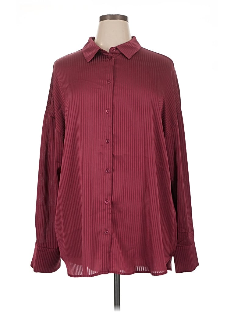 Pre-owned Anniewear Long Sleeve Blouse In Burgundy