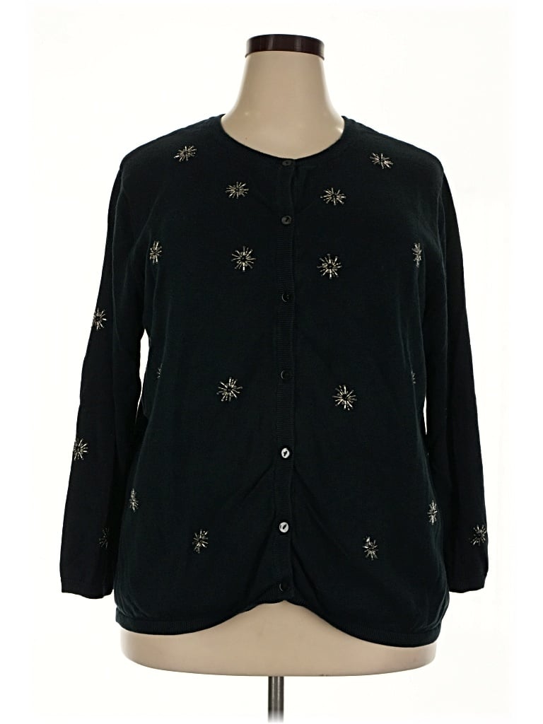 Pre-owned Quacker Factory Cardigan Sweater In Black