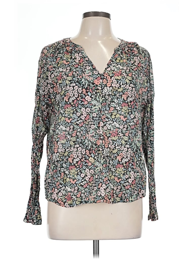 Pre-owned Dylan Long Sleeve Blouse In Green