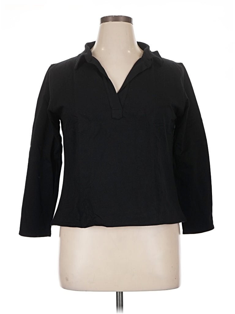 Lezat 3/4 Sleeve Button Down Shirt In Black