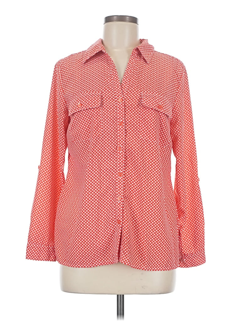 Pre-owned Rebecca Malone Long Sleeve Blouse In Orange