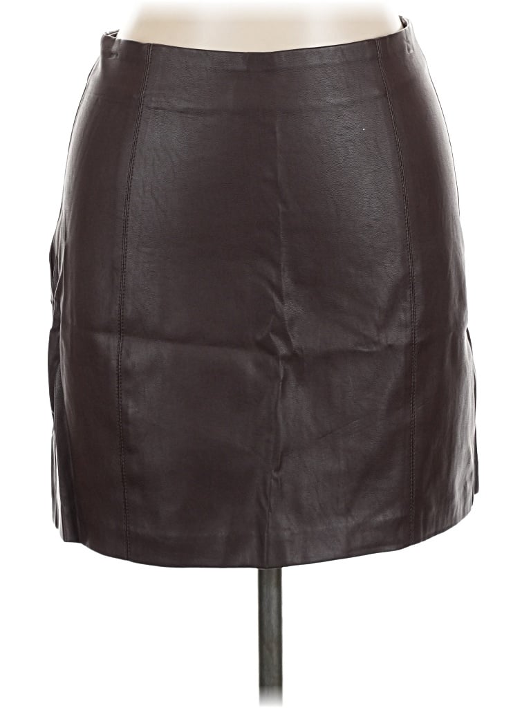 Pre-owned Oasis Faux Leather Skirt In Brown