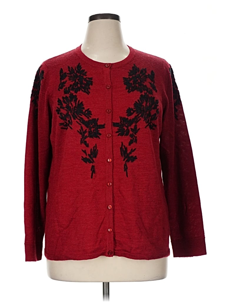Pre-owned Coldwater Creek Cardigan Sweater In Burgundy