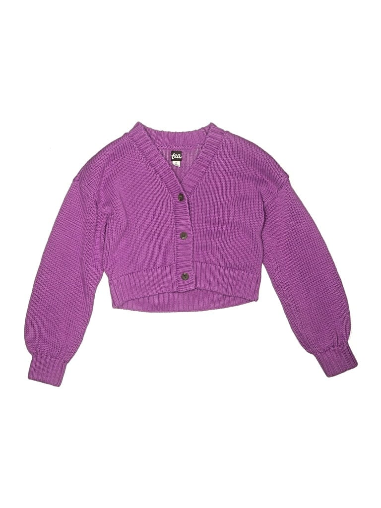 Pre-owned Tea Kids' Cardigan Sweater In Purple