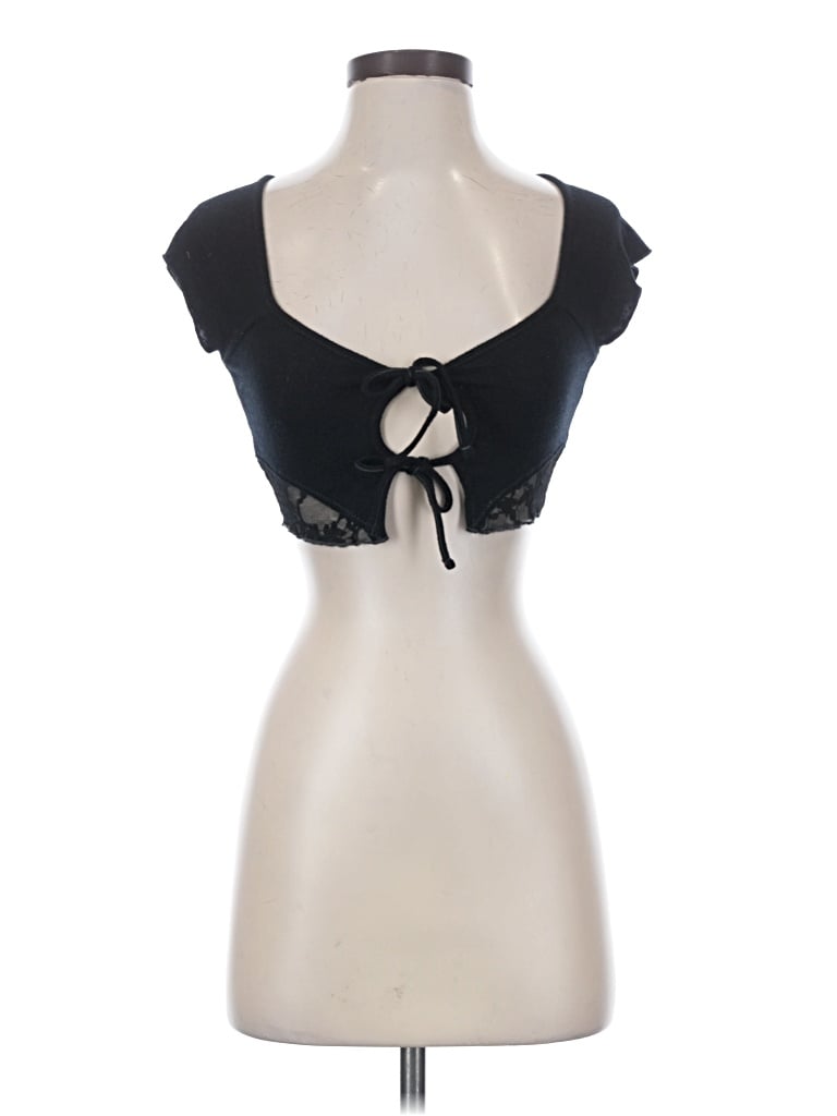 Pre-owned Out From Under Short Sleeve Top Black Sweetheart Neckline Tops