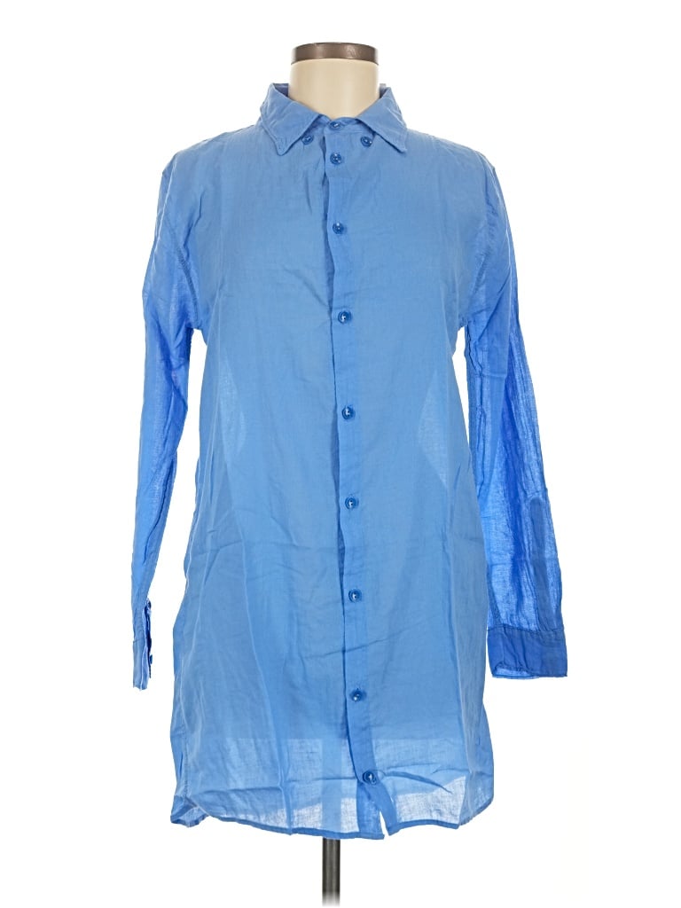 Lezat Long Sleeve Button Down Shirt In Blue