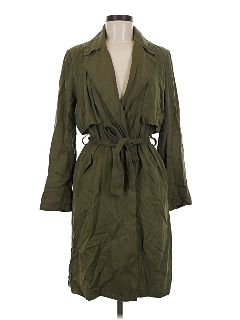 Pre-owned Zara Basic Trenchcoat In Green