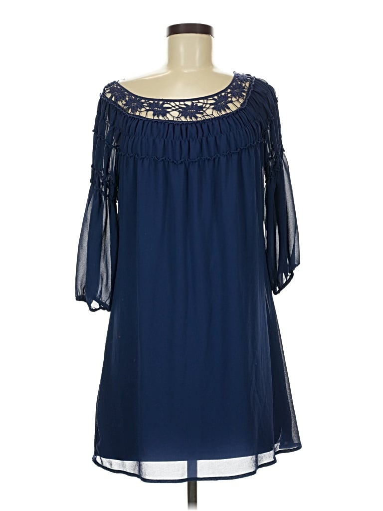 Pre-owned Three Pink Hearts Cocktail Dress In Blue