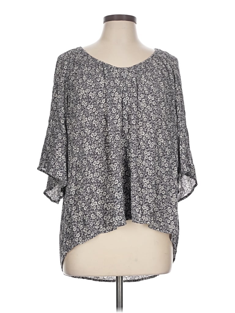 Pre-owned Faherty 3/4 Sleeve Blouse In Gray