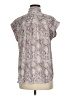 Ann Taylor LOFT 100% Polyester Paisley Silver Gray Short Sleeve Blouse Size M - photo 2