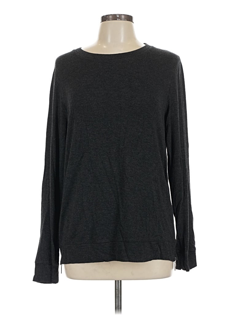 Pre-owned Matty M Long Sleeve Top Gray Crew Neck Tops