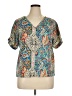 Unbranded 100% Polyester Paisley Teal Short Sleeve Blouse Size XL - photo 1