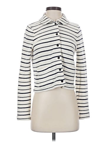 Madewell Striped Button-Front Collared Cardigan (view 1)