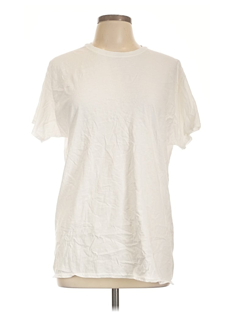 Pre-owned Hanes Short Sleeve T-shirt In Ivory