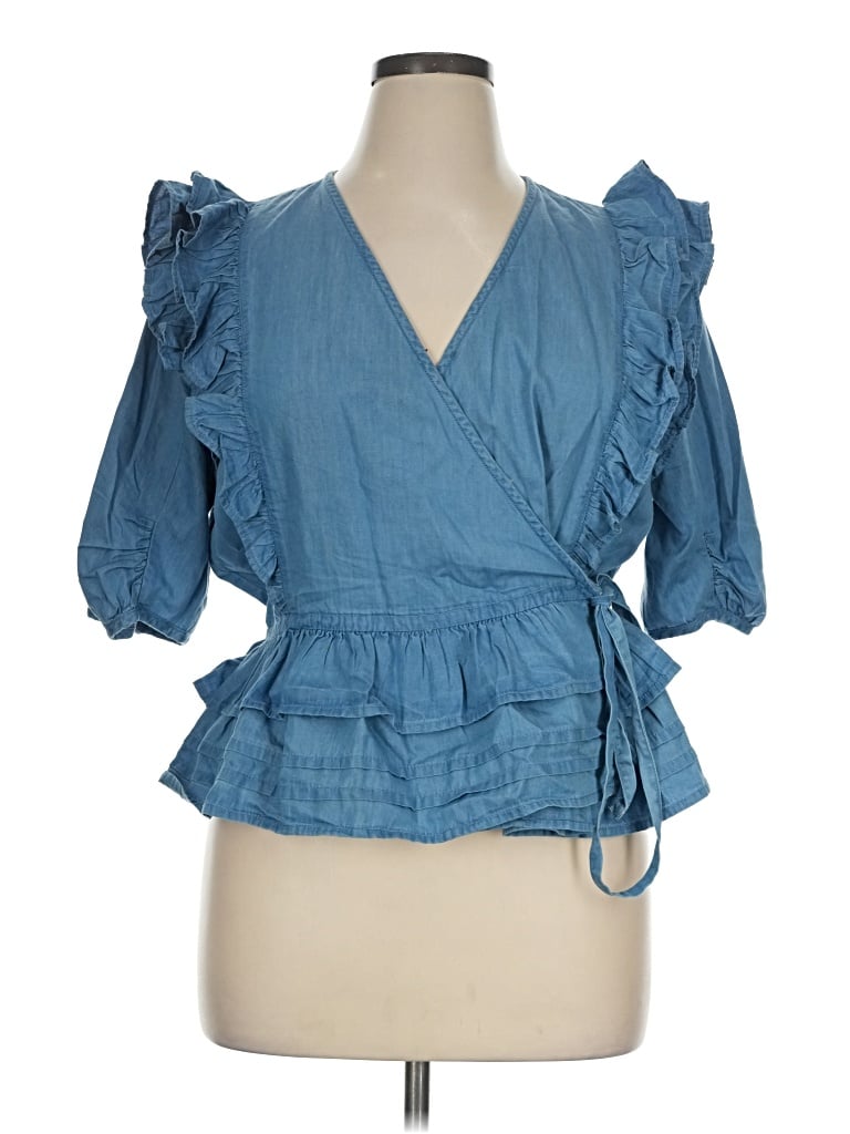 Pre-owned Sam Edelman 3/4 Sleeve Blouse In Blue