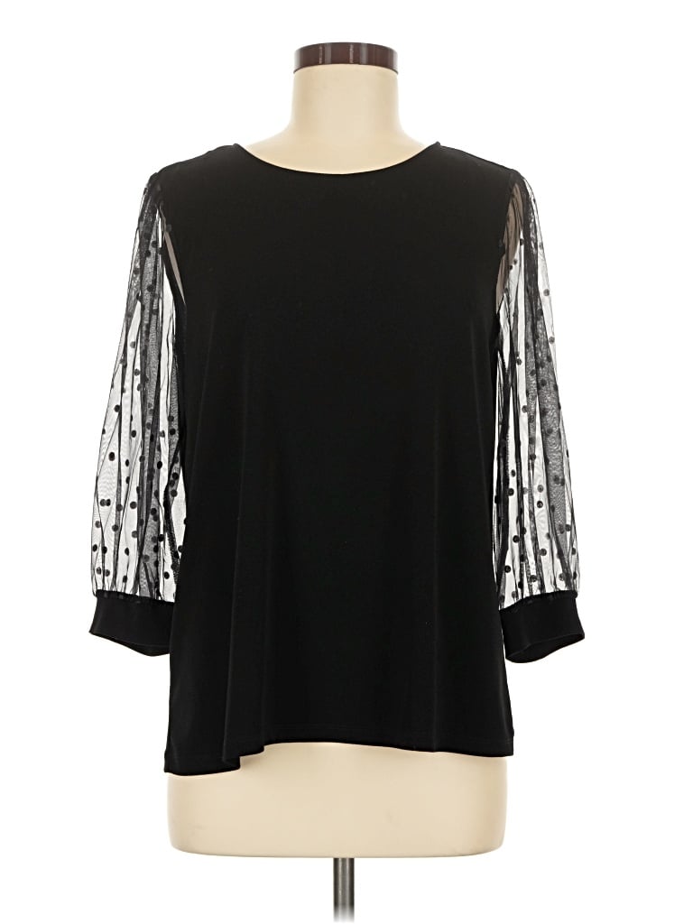 Pre-owned Cece 3/4 Sleeve Top Black Cold Shoulder Neckline Tops
