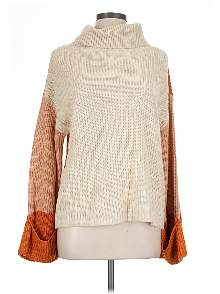 Pre-owned Simplee Turtleneck Sweater In Tan