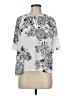 Ann Taylor LOFT 100% Polyester Print Silver Short Sleeve Blouse Size M - photo 1