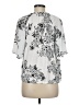 Ann Taylor LOFT 100% Polyester Print Silver Short Sleeve Blouse Size M - photo 2