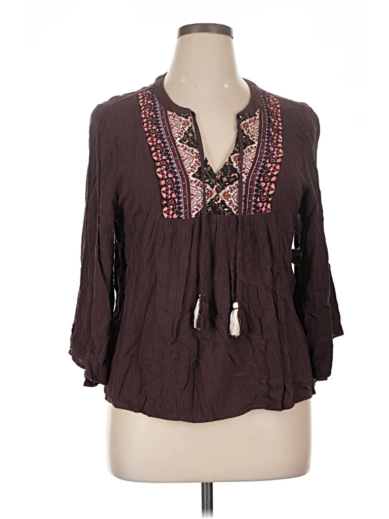 Pre-owned Frye And Co 3/4 Sleeve Blouse In Brown
