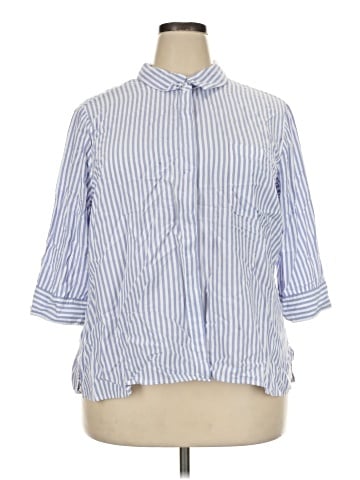Per Se 3/4 Sleeve Button-Down Shirt (view 1)