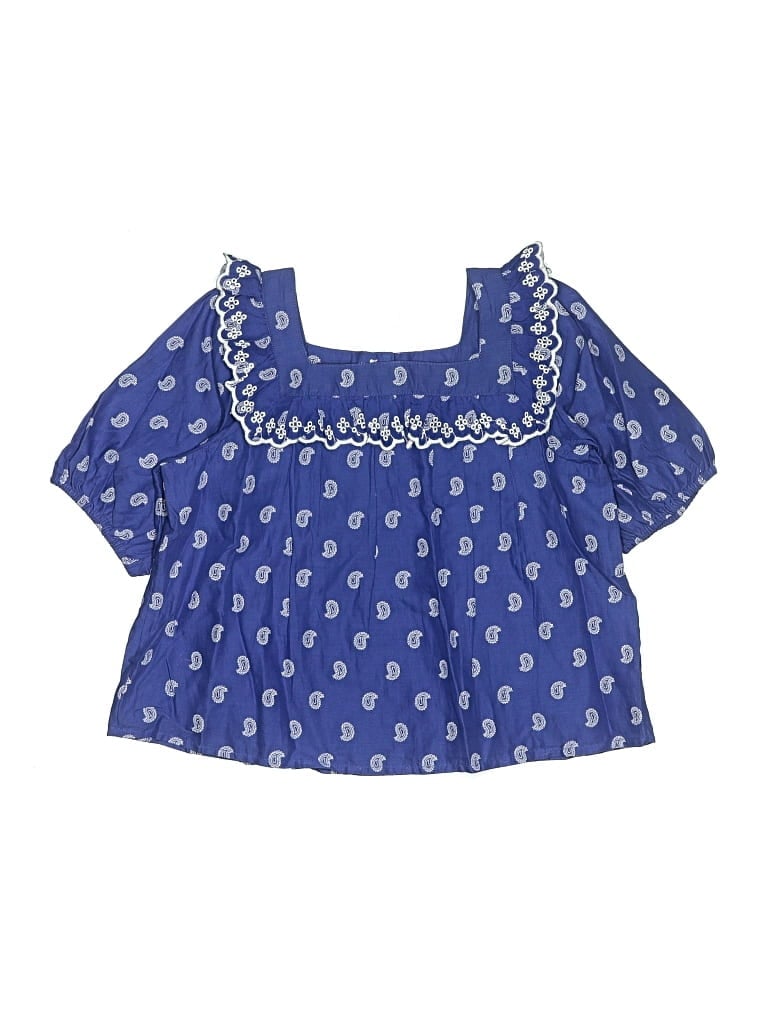 Pre-owned Crewcuts Kids' 3/4 Sleeve Blouse In Blue