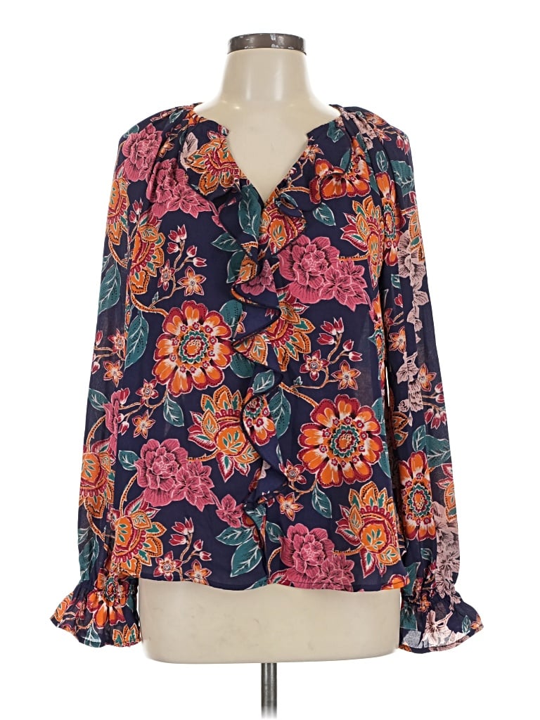 Pre-owned Democracy Long Sleeve Blouse In Blue