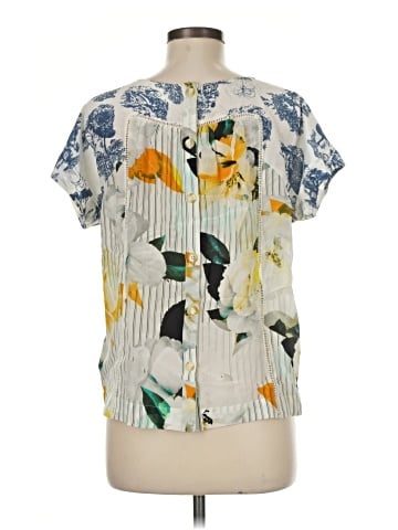 Maeve by Anthropologie Short Sleeve Silk Top (view 2)