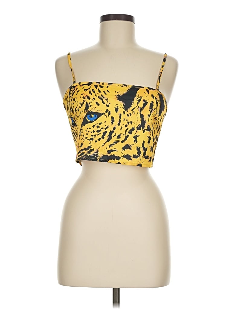 Pre-owned Akira Sleeveless Top Yellow Strapless Neckline Tops