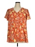Rose + Olive 100% Polyester Orange Short Sleeve Blouse Size 1X - photo 1