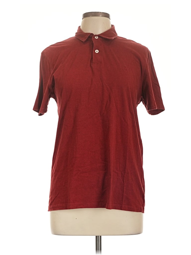 Pre-owned Volcom Short Sleeve Top Burgundy Collared Neckline Tops