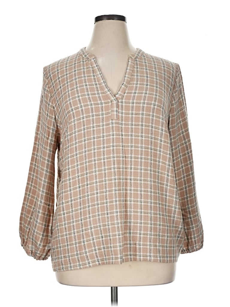 Pre-owned Felina 3/4 Sleeve Blouse In Tan