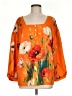 Unbranded Floral Graphic Tropical Orange 3/4 Sleeve Blouse Size M - photo 1