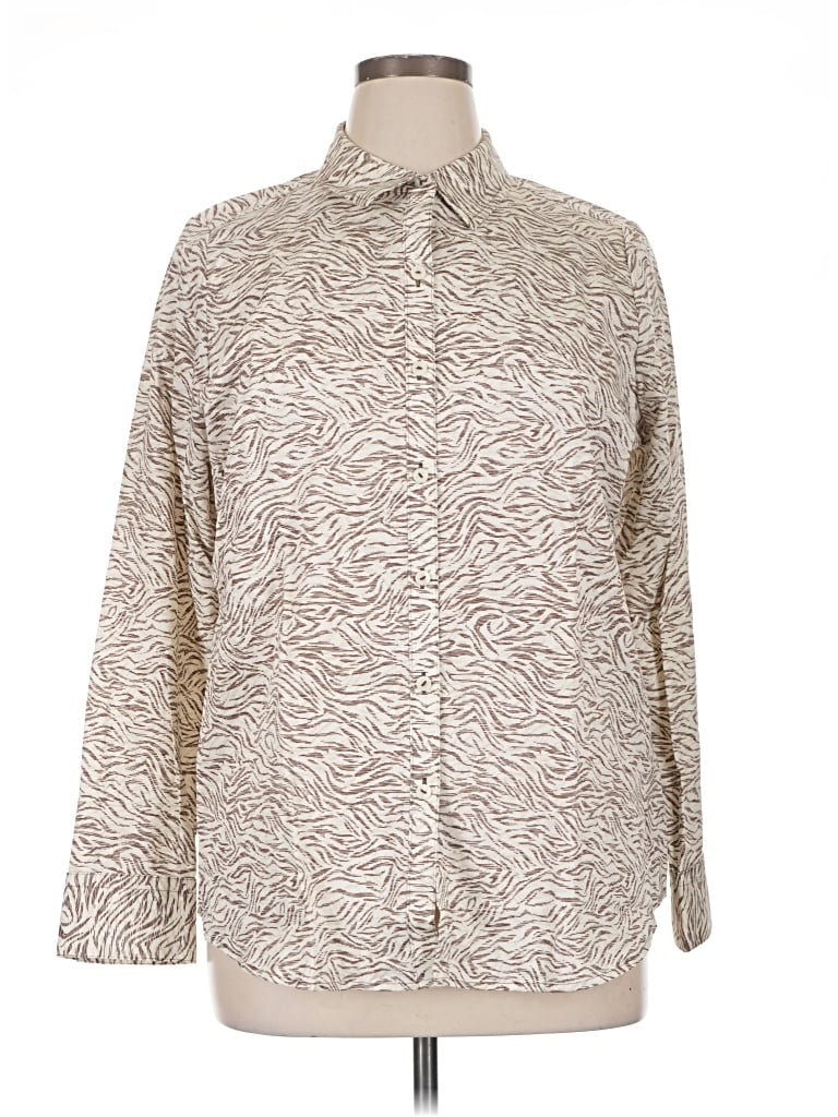 Pre-owned Foxcroft Long Sleeve Polo Shirt In Brown