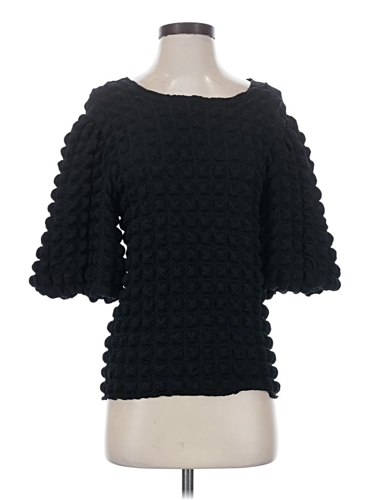 Pre-owned Downeast 3/4 Sleeve Top Black Square Neckline Tops