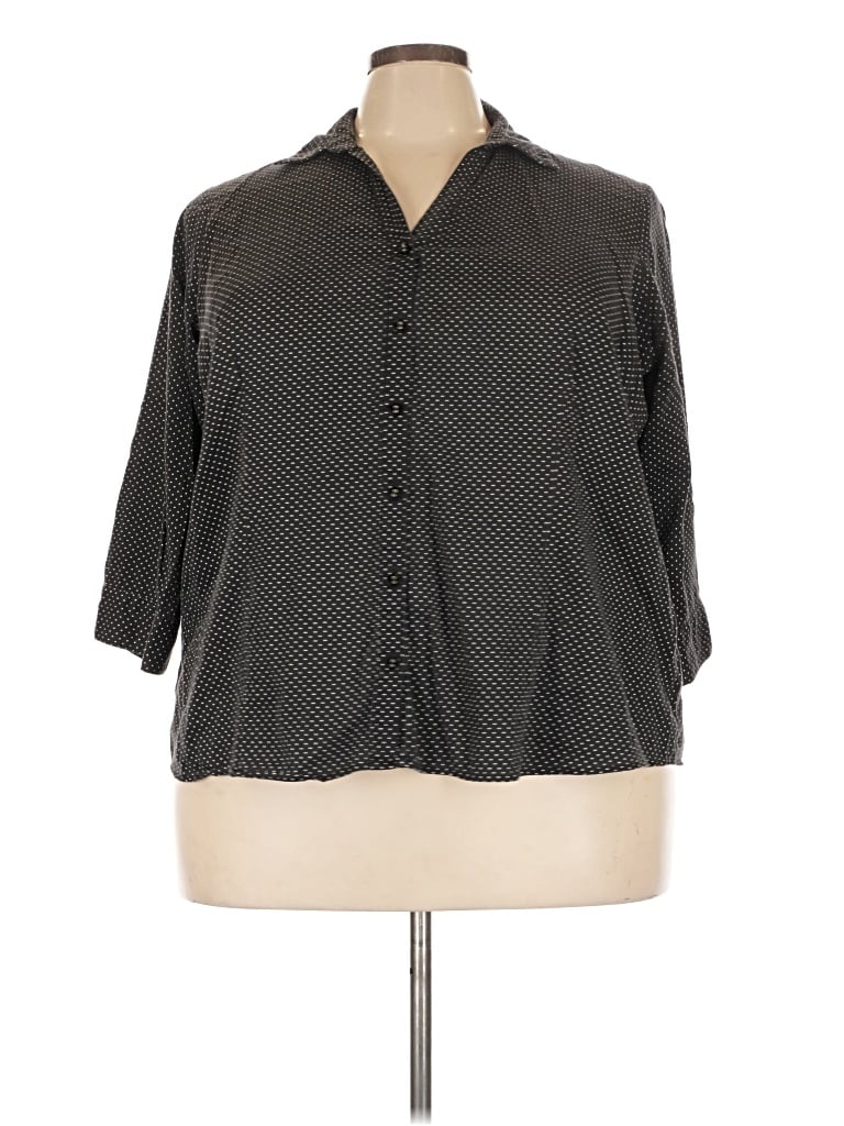 Pre-owned 212 Collection 3/4 Sleeve Button Down Shirt In Gray