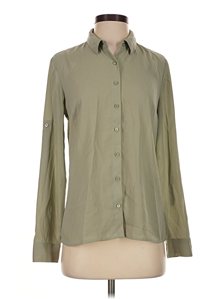 Pre-owned Express Outlet Long Sleeve Blouse In Green