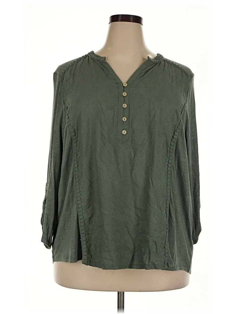 Pre-owned Democracy 3/4 Sleeve Blouse In Green