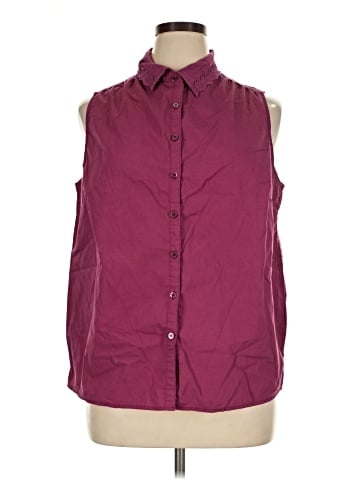 Basic Editions Sleeveless Button-Down Shirt (view 1)